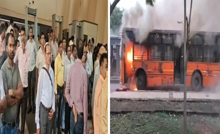 नवा रायपुर में स्टाफ बस में आग से कर्मचारियों में नाराजगी, सुरक्षा और फिटनेस जांच को लेकर उठे सवाल