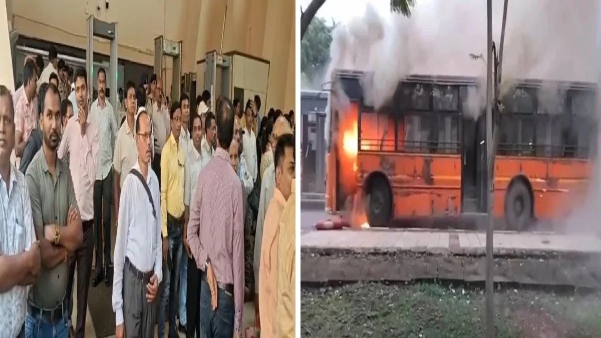 नवा रायपुर में स्टाफ बस में आग से कर्मचारियों में नाराजगी, सुरक्षा और फिटनेस जांच को लेकर उठे सवाल